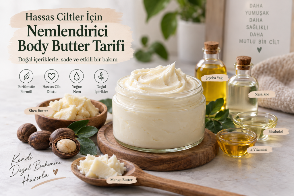Hassas ciltler için Shea Butter ve Mango Butter ile nemlendirici body butter tarifi
