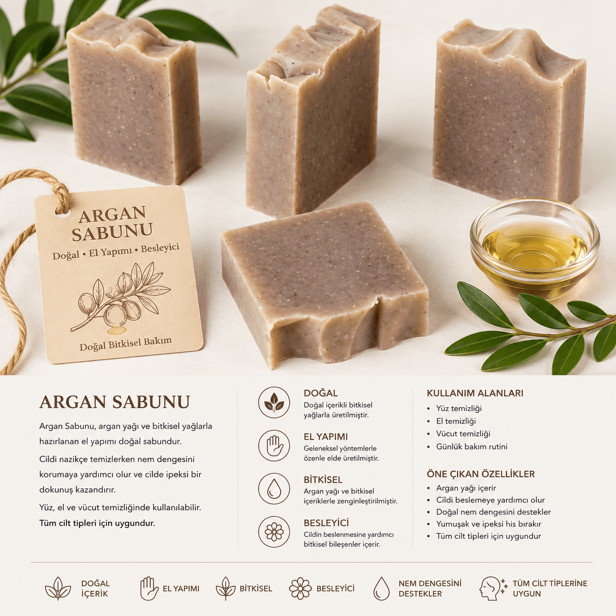 Doğal El Yapımı Argan Sabunu Doğal el yapımı argan sabunu 100 g