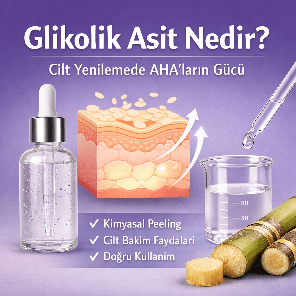Glikolik asit (Glycolic Acid) ile AHA bazlı cilt yenileme ve kimyasal peeling etkisi