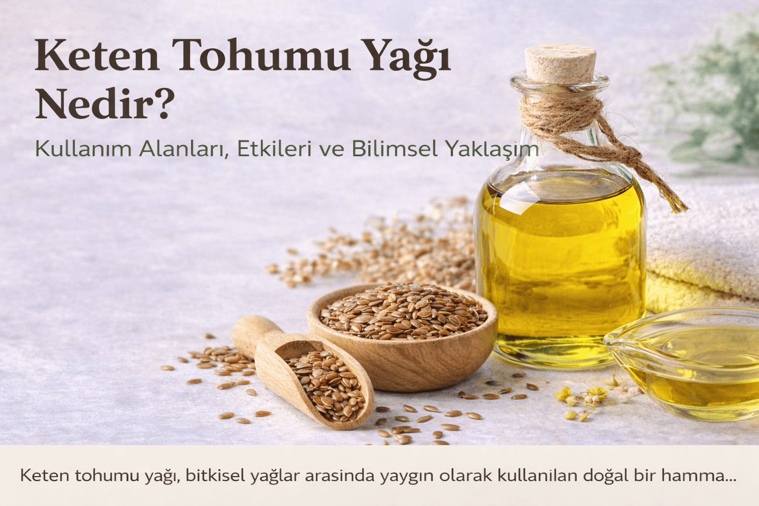 Keten tohumu yağı ve keten tohumları ile hazırlanmış doğal bitkisel yağ